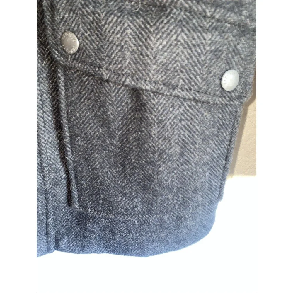 Gap Kids Wool Blend Parka Grunt Herringbone Jacket Full Zip Charcoal L Preppy